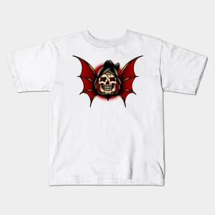 American Traditional Winged Reaper Head Kids T-Shirt